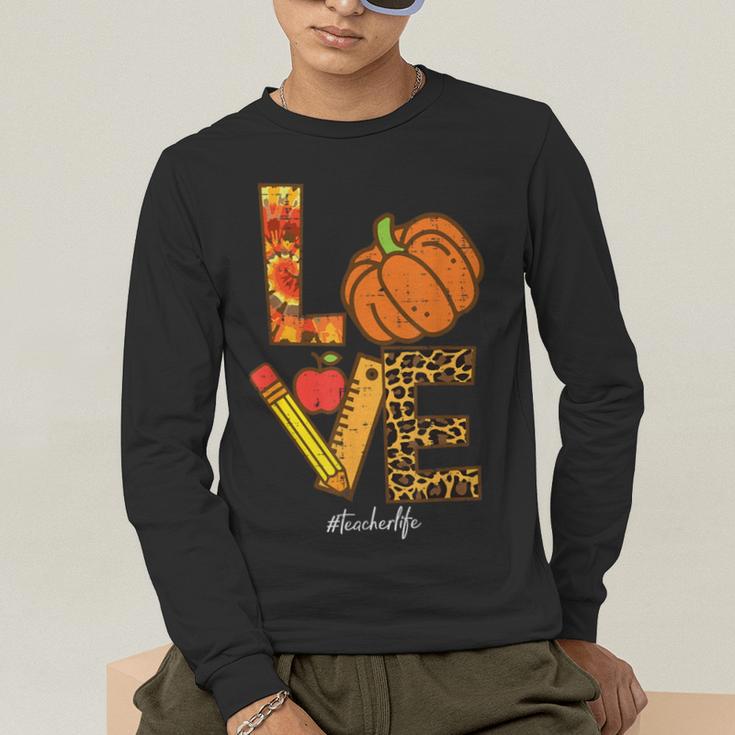 Leopard Pumpkin Love Teacher Life Thanksgiving Fall Women Men's Long Sleeve T-Shirt, funny gift Leopard Pumpkin Love Teacher Life Thanksgiving Fall Women Men's Long Sleeve T-Shirt, funny gift