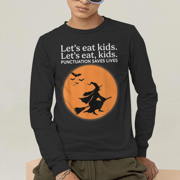 Let's Eat Kids Punctuation Saves Live Witch Grammar Teacher Men's Long Sleeve T-Shirt, funny gift Let's Eat Kids Punctuation Saves Live Witch Grammar Teacher Men's Long Sleeve T-Shirt, funny gift