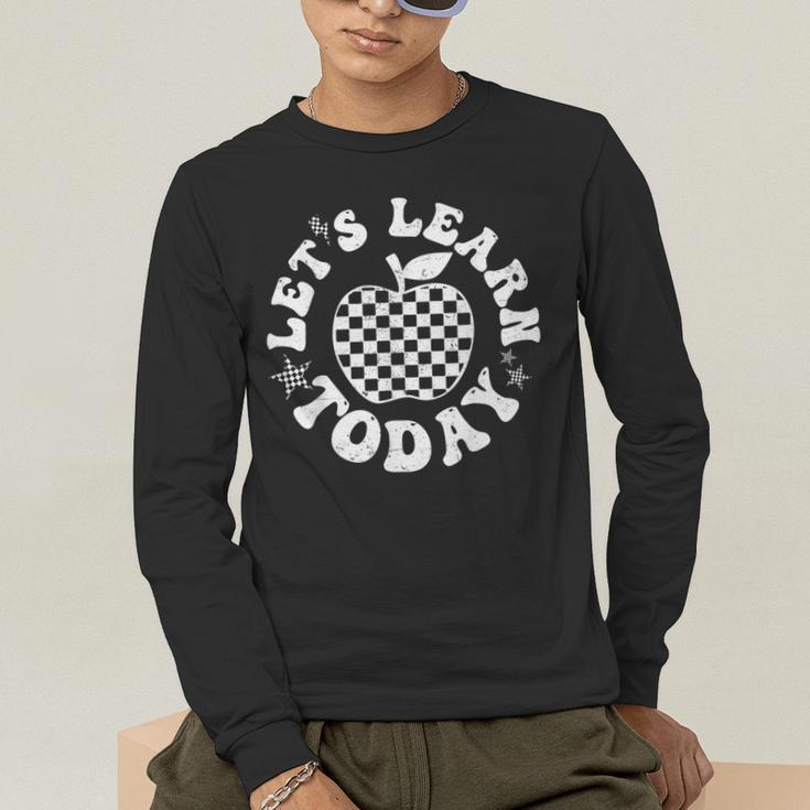 Let's Learn Today Checkered Apple Back To School Teacher Men's Long Sleeve T-Shirt, funny gift Let's Learn Today Checkered Apple Back To School Teacher Men's Long Sleeve T-Shirt, funny gift