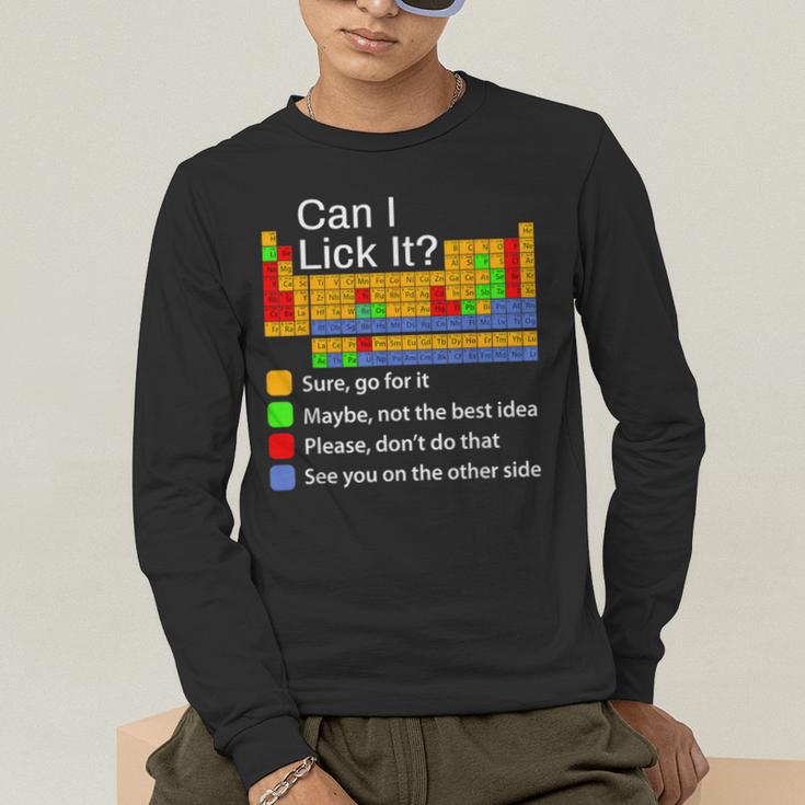 Can I Lick It Periodic Table Chemistry Teachers Men's Long Sleeve T-Shirt, funny gift