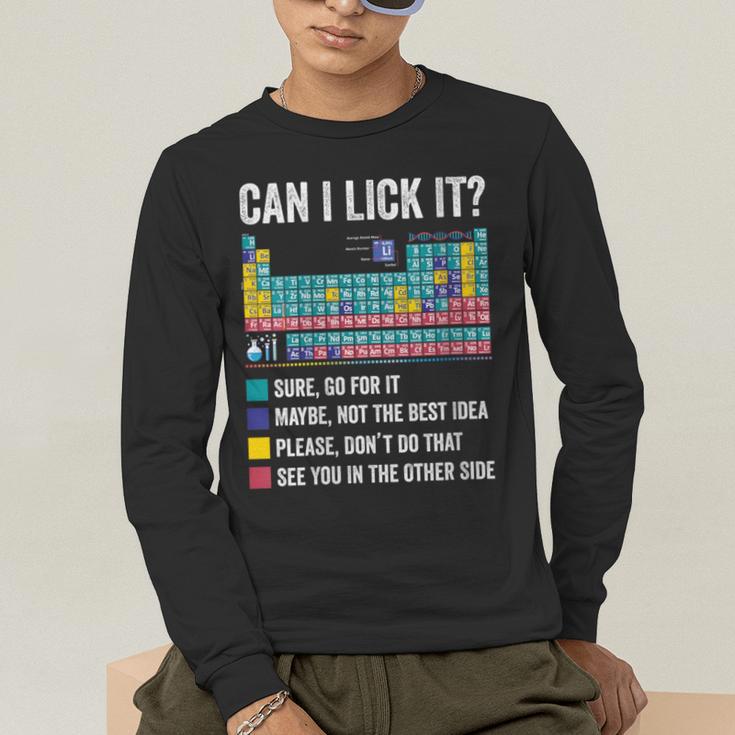 Can I Lick It Periodic Table Of Elements Science Teacher Men's Long Sleeve T-Shirt, funny gift