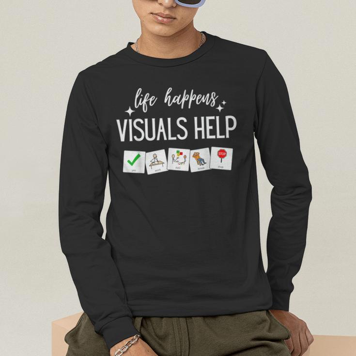 Life Happens Visuals Help Special Education Teacher Aide Men Women Men's Long Sleeve T-Shirt, funny gift Life Happens Visuals Help Special Education Teacher Aide Men Women Men's Long Sleeve T-Shirt, funny gift