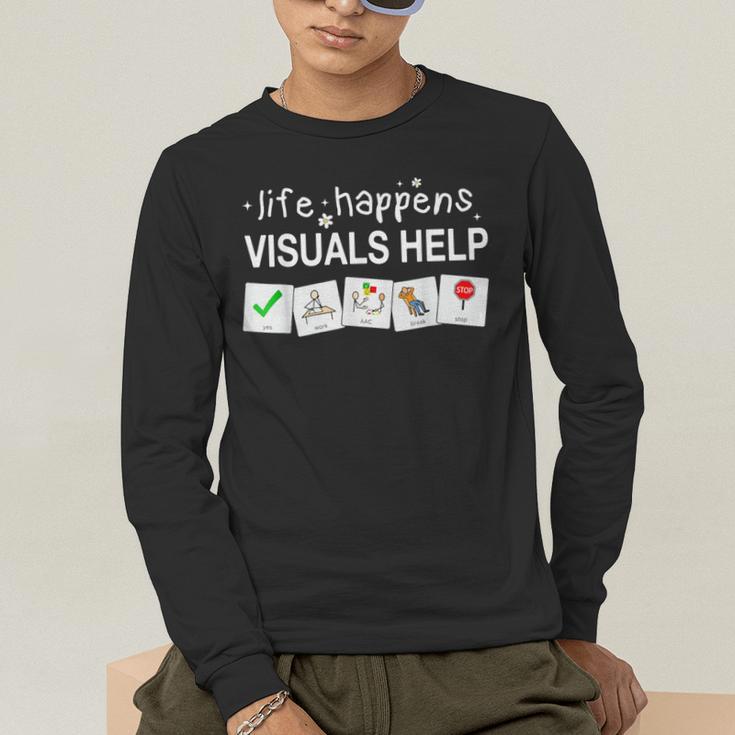 Life Happens Visuals Help Special Education Teacher Aide Men's Long Sleeve T-Shirt, funny gift Life Happens Visuals Help Special Education Teacher Aide Men's Long Sleeve T-Shirt, funny gift