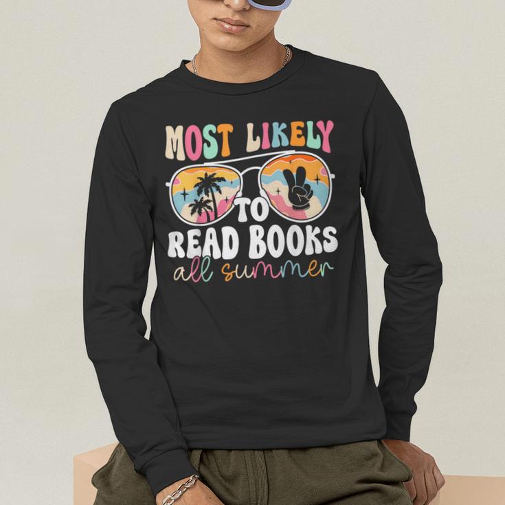 Most Likely To Read Books All Summer Teacher Student Men's Long Sleeve T-Shirt, funny gift