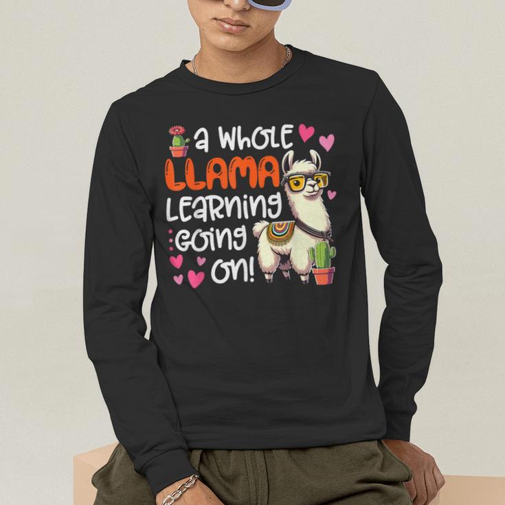 Llama Learning Teachers Students Alpaca Lover Back To School Men's Long Sleeve T-Shirt, funny gift Llama Learning Teachers Students Alpaca Lover Back To School Men's Long Sleeve T-Shirt, funny gift