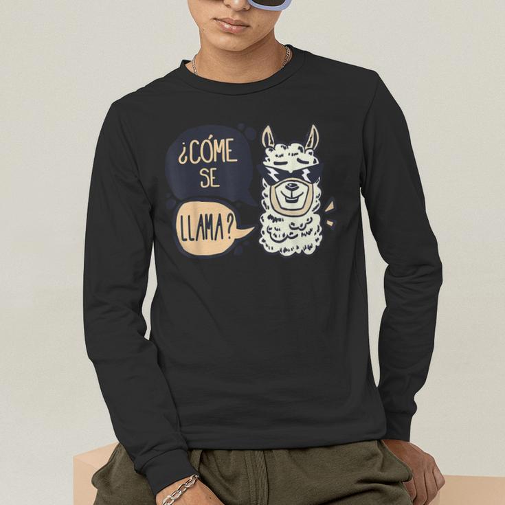 Llama Shirt English Teacher School Student ESL Joke Men's Long Sleeve T-Shirt, funny gift
