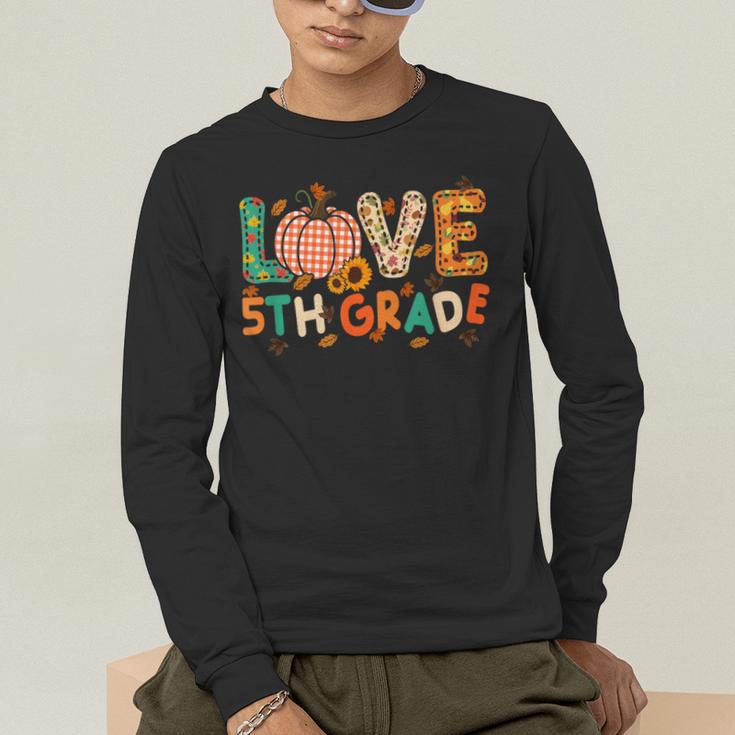 Love 5th Grade Thanksgiving Colorful Fall Leaves Teacher Men's Long Sleeve T-Shirt, funny gift