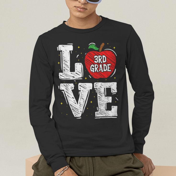 LOVE Apple 3rd Grade Teacher Student School Men's Long Sleeve T-Shirt, funny gift LOVE Apple 3rd Grade Teacher Student School Men's Long Sleeve T-Shirt, funny gift