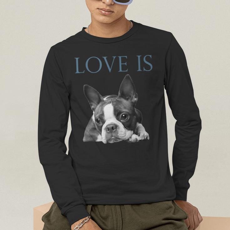 Love Is Boston Terrier Bostie Men's Long Sleeve T-Shirt, funny gift