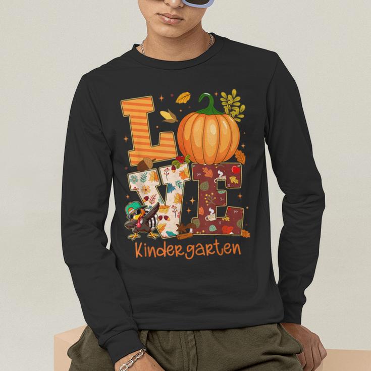 Love Kindergarten Teacher Turkey Thanksgiving Autumn Fall Men's Long Sleeve T-Shirt, funny gift Love Kindergarten Teacher Turkey Thanksgiving Autumn Fall Men's Long Sleeve T-Shirt, funny gift