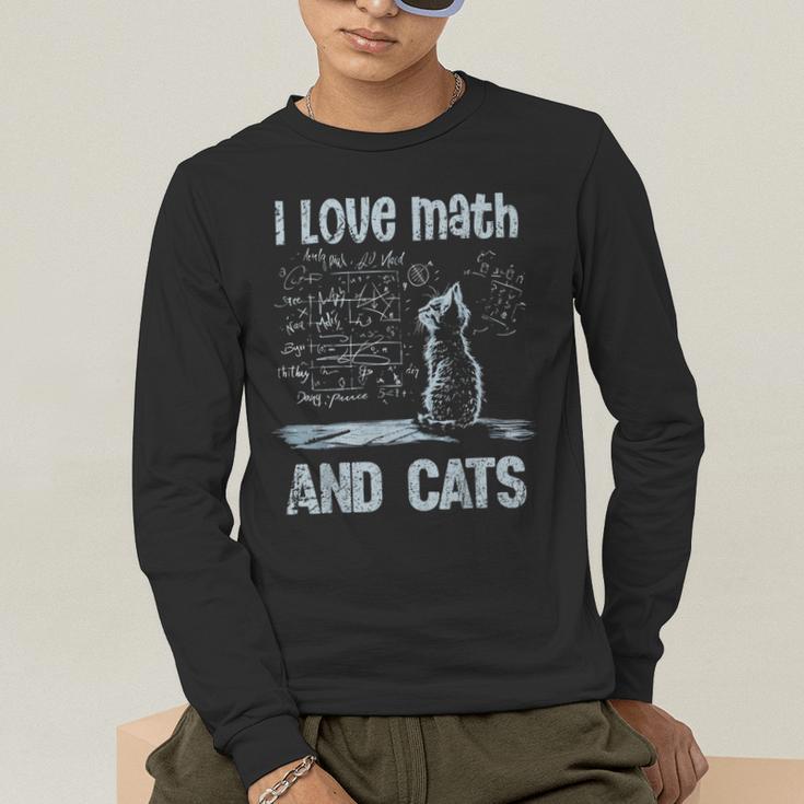 I Love Math And Cats Cat Lover Science Teacher Student Men's Long Sleeve T-Shirt, funny gift I Love Math And Cats Cat Lover Science Teacher Student Men's Long Sleeve T-Shirt, funny gift