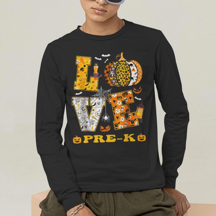 LOVE Pre-K Pumpkin Teacher Student Halloween Costume Men's Long Sleeve T-Shirt, funny gift LOVE Pre-K Pumpkin Teacher Student Halloween Costume Men's Long Sleeve T-Shirt, funny gift