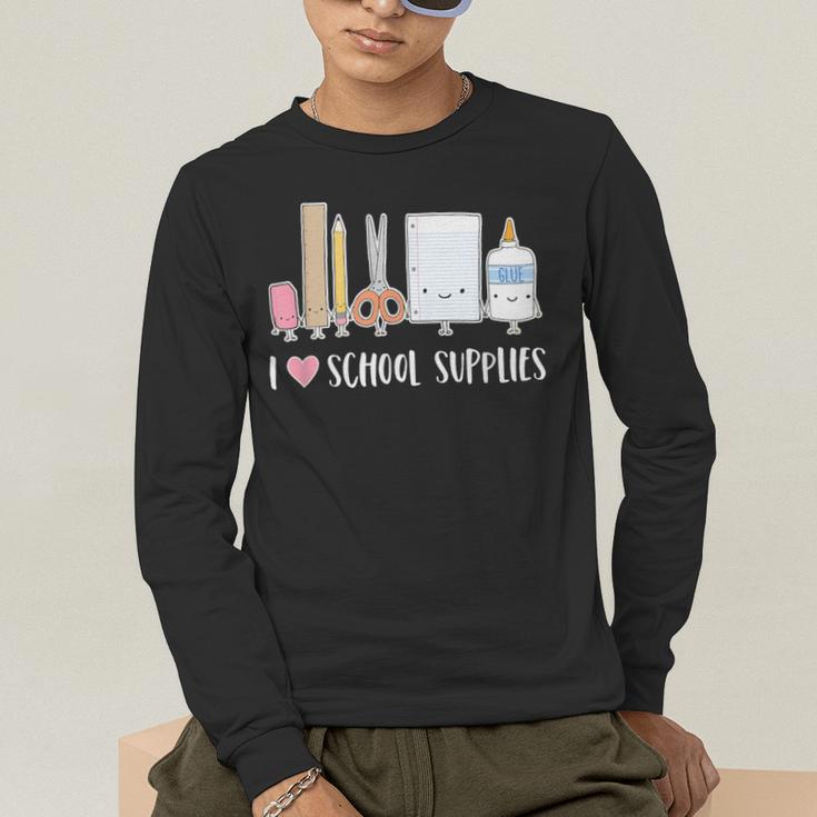 I Love School Supplies Teacher Shirt Men's Long Sleeve T-Shirt, funny gift