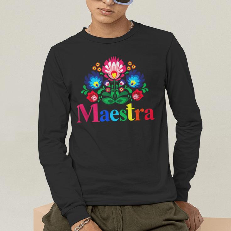 Maestra Proud Spanish Teacher Bilingual Teacher Latina Men's Long Sleeve T-Shirt, funny gift Maestra Proud Spanish Teacher Bilingual Teacher Latina Men's Long Sleeve T-Shirt, funny gift