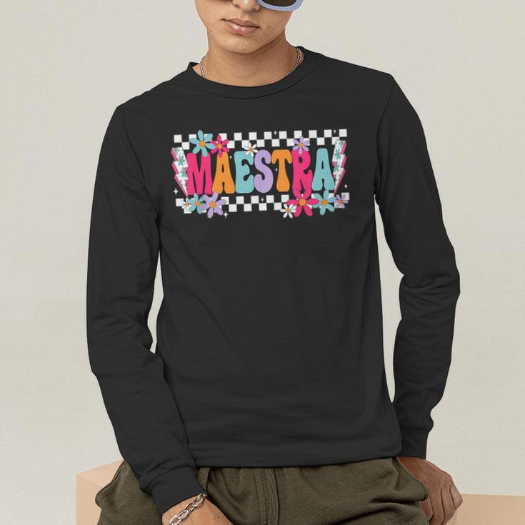 Maestra Teacher Spanish Back To School First Day Of School Men's Long Sleeve T-Shirt, funny gift Maestra Teacher Spanish Back To School First Day Of School Men's Long Sleeve T-Shirt, funny gift