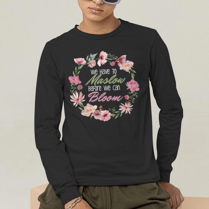 Maslow Before Blooms SPED Teacher School Psychologist Retro Men Women Men's Long Sleeve T-Shirt, funny gift Maslow Before Blooms SPED Teacher School Psychologist Retro Men Women Men's Long Sleeve T-Shirt, funny gift