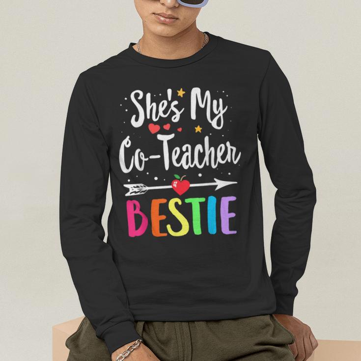 Matching Co-Teacher Best Friend She's My Bestie Work Team Men's Long Sleeve T-Shirt, funny gift