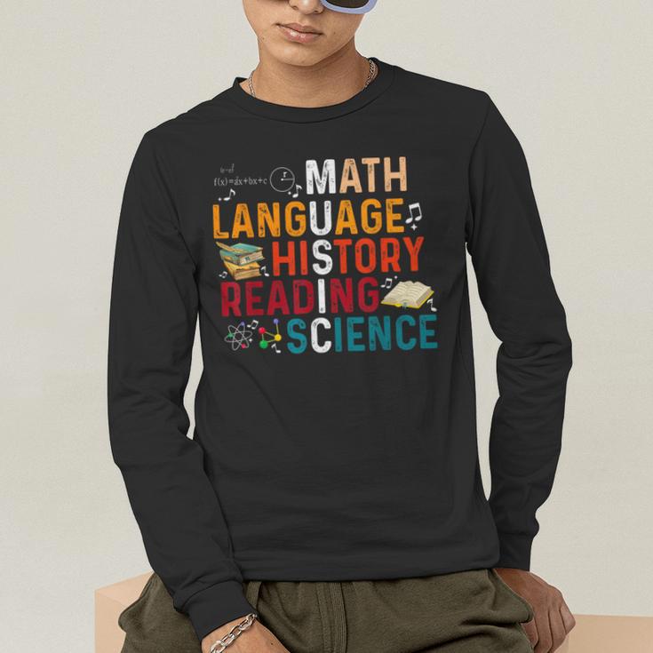 Math Language History Reading Science Music Teacher Men's Long Sleeve T-Shirt, funny gift Math Language History Reading Science Music Teacher Men's Long Sleeve T-Shirt, funny gift