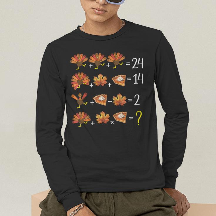 Math Number Thanksgiving Count Answer Pie Turkey Teacher Men's Long Sleeve T-Shirt, funny gift Math Number Thanksgiving Count Answer Pie Turkey Teacher Men's Long Sleeve T-Shirt, funny gift