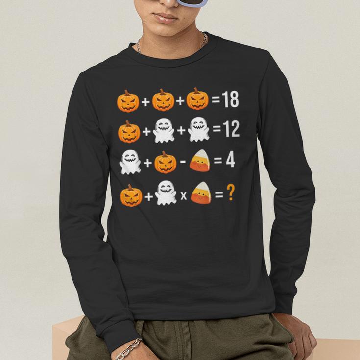 Math Teacher Halloween Equation Pumpkin Ghost Candy Corn Men's Long Sleeve T-Shirt, funny gift