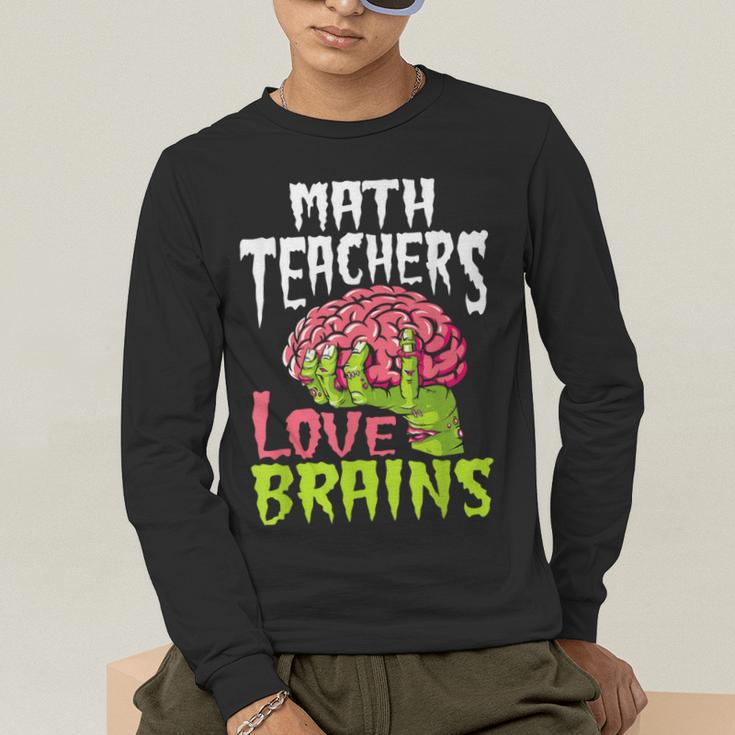 Math Teachers Love Brains Zombie Teacher School Halloween Men's Long Sleeve T-Shirt, funny gift Math Teachers Love Brains Zombie Teacher School Halloween Men's Long Sleeve T-Shirt, funny gift