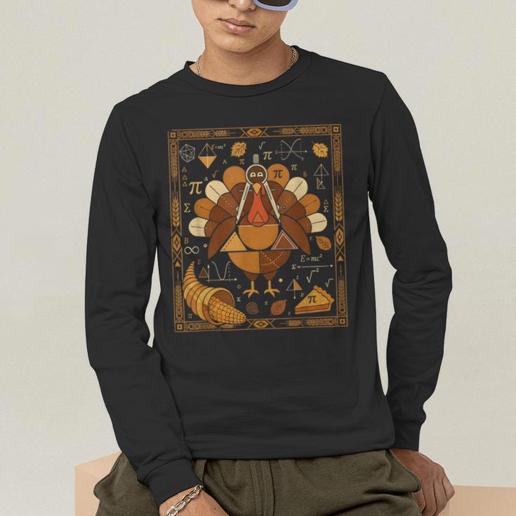 Math Turkey Teacher Thanksgiving Geometric Pi Equation Men's Long Sleeve T-Shirt, funny gift