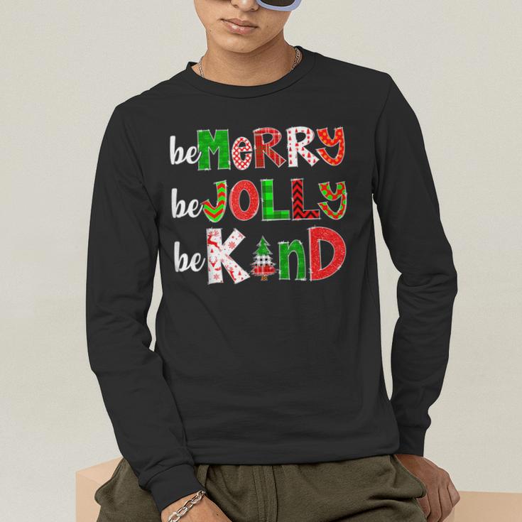 Be Merry Be Jolly Be Kind Merry Christmas Teacher Xmas Pjs Men's Long Sleeve T-Shirt, funny gift