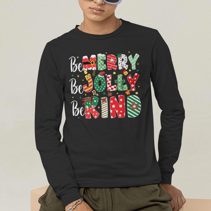 Be Merry Be Jolly Be Kind Merry Christmas Teacher Xmas PJs Men's Long Sleeve T-Shirt, funny gift