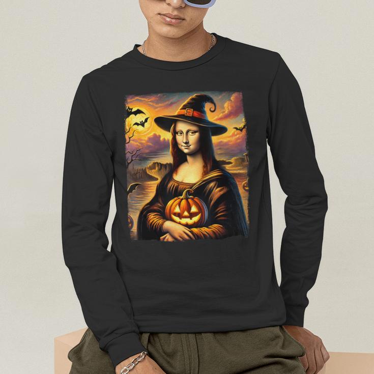 Mona Lisa Pumpkin Halloween Art Teacher Witchy Women Kids Men's Long Sleeve T-Shirt, funny gift Mona Lisa Pumpkin Halloween Art Teacher Witchy Women Kids Men's Long Sleeve T-Shirt, funny gift