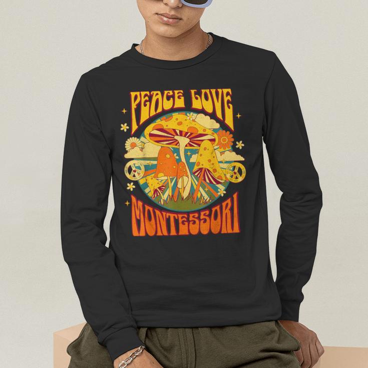 Montessori School Montessori Teacher Peace Love Montessori For Men Women Men's Long Sleeve T-Shirt, funny gift