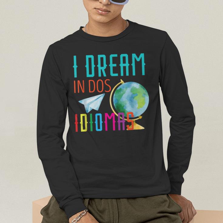 Multilingual Teacher In Dos Idiomas Linguist Language Men's Long Sleeve T-Shirt, funny gift Multilingual Teacher In Dos Idiomas Linguist Language Men's Long Sleeve T-Shirt, funny gift