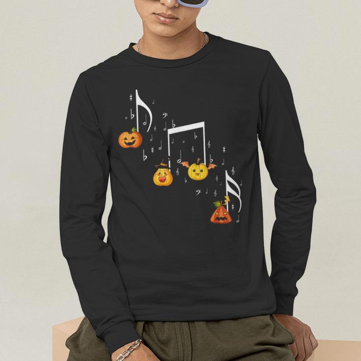 Music Note Pumpkin Fall Music Teacher Halloween Costume Men's Long Sleeve T-Shirt, funny gift