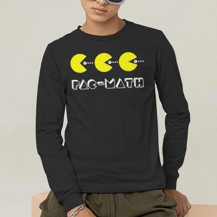 Nerdy Pac-Math Nom Retro Game Precalculus Math Teacher Men's Long Sleeve T-Shirt, funny gift Nerdy Pac-Math Nom Retro Game Precalculus Math Teacher Men's Long Sleeve T-Shirt, funny gift