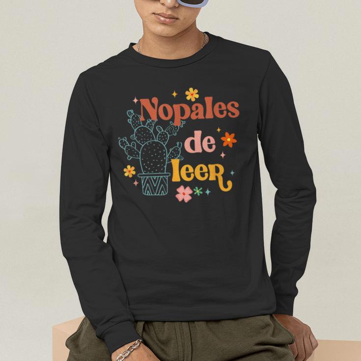 Nopales De Leer Spanish Teacher Maestra Cactus Bilingual Men's Long Sleeve T-Shirt, funny gift