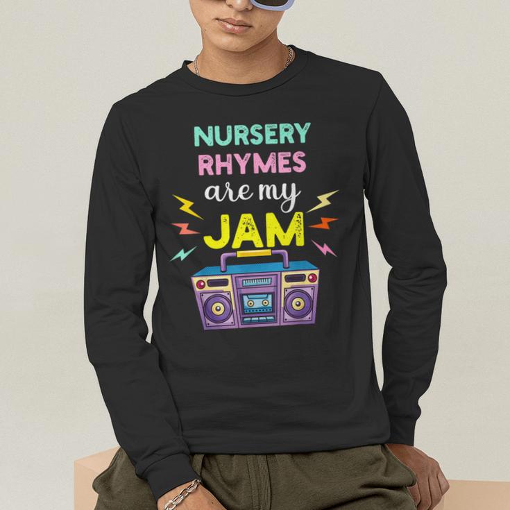 Nursery Rhymes Are My Jam 80s Retro Teachers & Students Kids Men's Long Sleeve T-Shirt, funny gift Nursery Rhymes Are My Jam 80s Retro Teachers & Students Kids Men's Long Sleeve T-Shirt, funny gift