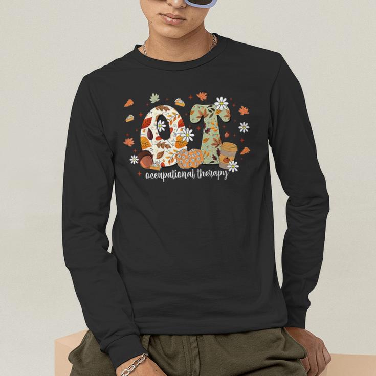 Occupational Therapy Fall Autumn Pumpkin Flower OTA Teacher Men's Long Sleeve T-Shirt, funny gift