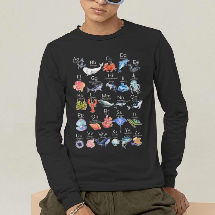 Ocean Animals Alphabet Cute Sea Life ABC Marine Kids Teacher Men's Long Sleeve T-Shirt, funny gift Ocean Animals Alphabet Cute Sea Life ABC Marine Kids Teacher Men's Long Sleeve T-Shirt, funny gift