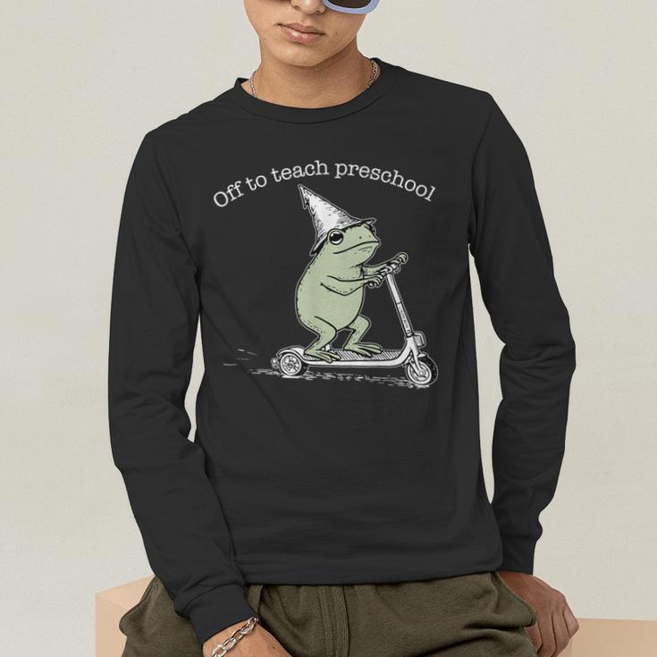 Off To Teach Preschool Pre-K Teacher Back To School Frog Men's Long Sleeve T-Shirt, funny gift Off To Teach Preschool Pre-K Teacher Back To School Frog Men's Long Sleeve T-Shirt, funny gift