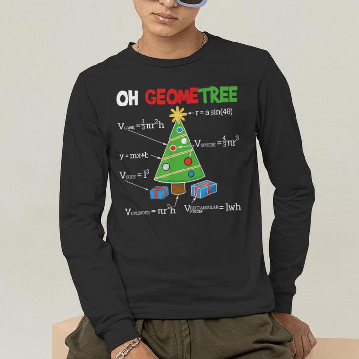 Oh Geometree Christmas Tree Geometry Math Teacher Men's Long Sleeve T-Shirt, funny gift