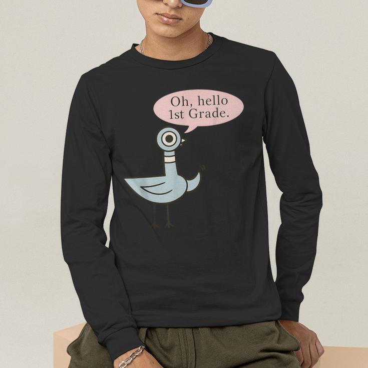 Oh Hello First Graders Cute Pigeon 1st Grade Teacher Men's Long Sleeve T-Shirt, funny gift Oh Hello First Graders Cute Pigeon 1st Grade Teacher Men's Long Sleeve T-Shirt, funny gift
