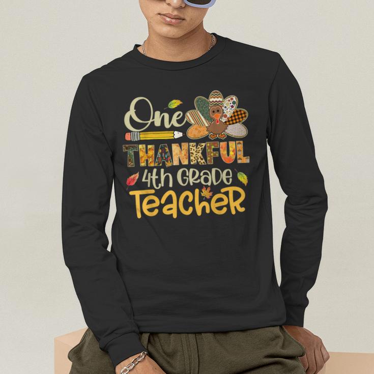 One Thankful 4th Grade Teacher Turkey Leopard Thanksgiving Men's Long Sleeve T-Shirt, funny gift One Thankful 4th Grade Teacher Turkey Leopard Thanksgiving Men's Long Sleeve T-Shirt, funny gift