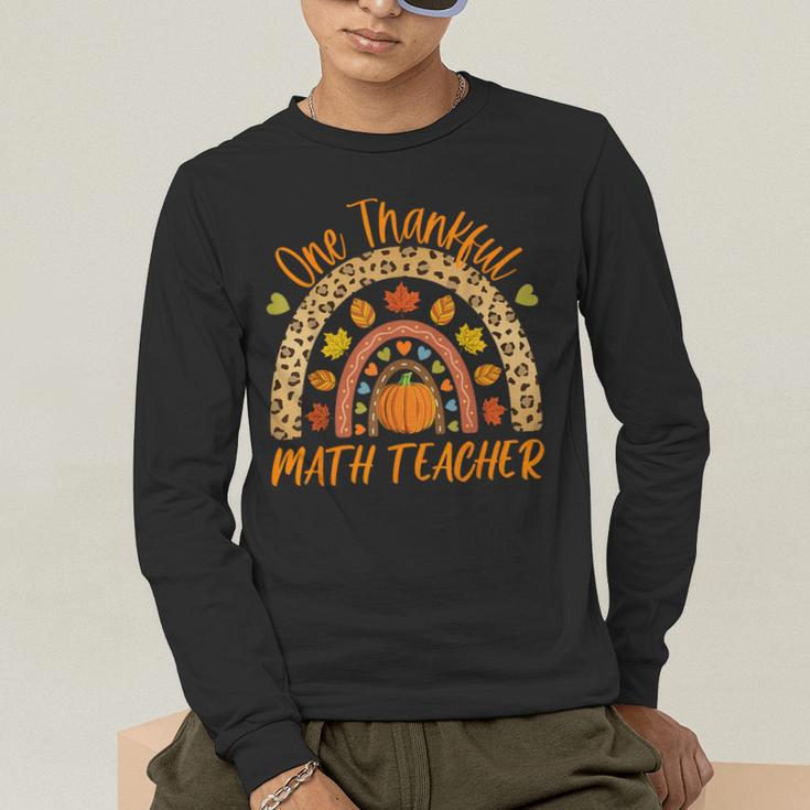 One Thankful Math Teacher Thanksgiving Autumn Fall Rainbow Men's Long Sleeve T-Shirt, funny gift One Thankful Math Teacher Thanksgiving Autumn Fall Rainbow Men's Long Sleeve T-Shirt, funny gift