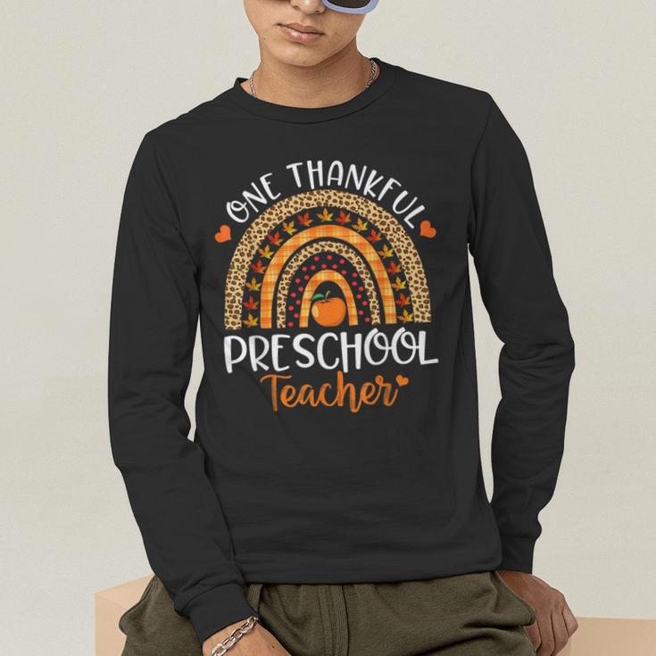 One Thankful Preschool Teacher Thanksgiving Rainbow Men's Long Sleeve T-Shirt, funny gift One Thankful Preschool Teacher Thanksgiving Rainbow Men's Long Sleeve T-Shirt, funny gift