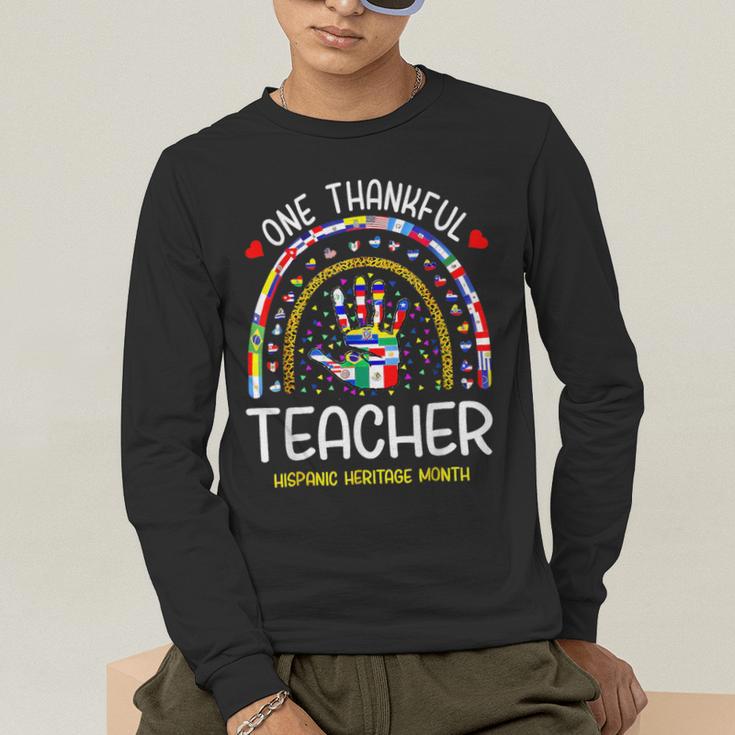 One Thankful Teacher Hispanic Heritage Month Countries Flags Men's Long Sleeve T-Shirt, funny gift
