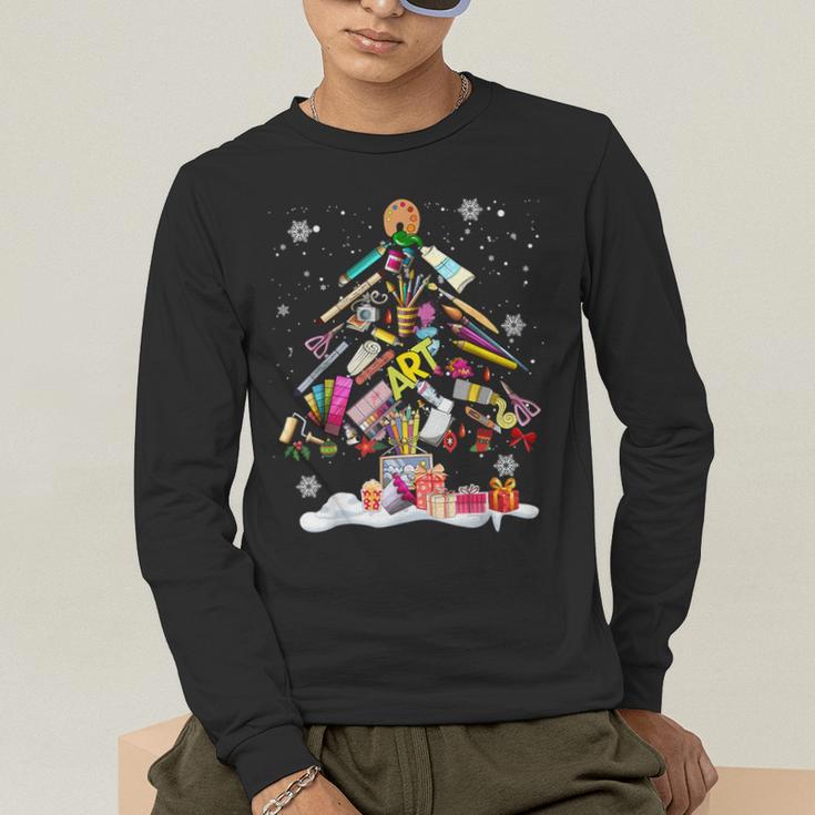 Paintbrush Christmas Tree Decor Xmas For Artist Art Teacher For Men Women Men's Long Sleeve T-Shirt, funny gift Paintbrush Christmas Tree Decor Xmas For Artist Art Teacher For Men Women Men's Long Sleeve T-Shirt, funny gift