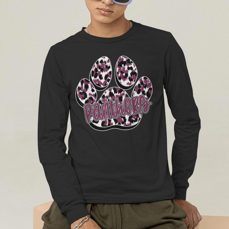 Panthers Paw Print Leopard Maroon Panther Pride Teacher Men's Long Sleeve T-Shirt, funny gift