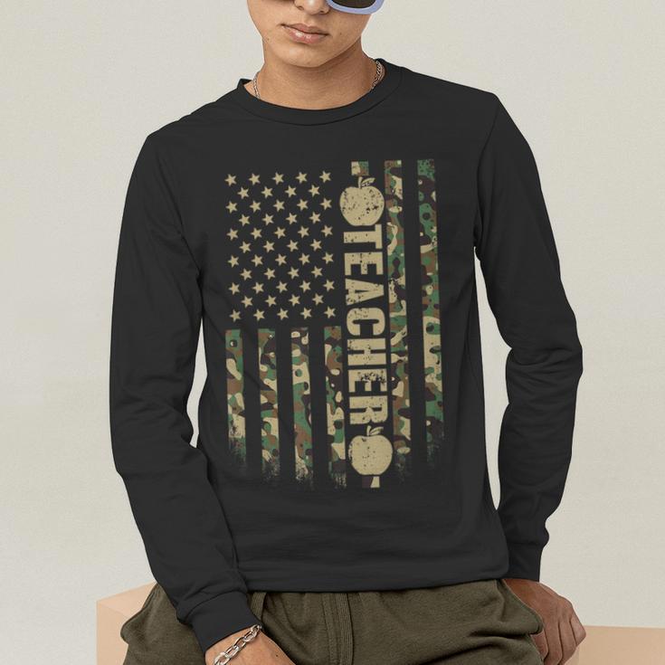 Patriotic Teacher American Flag Camouflage 4th Of July Camo Men's Long Sleeve T-Shirt, funny gift Patriotic Teacher American Flag Camouflage 4th Of July Camo Men's Long Sleeve T-Shirt, funny gift
