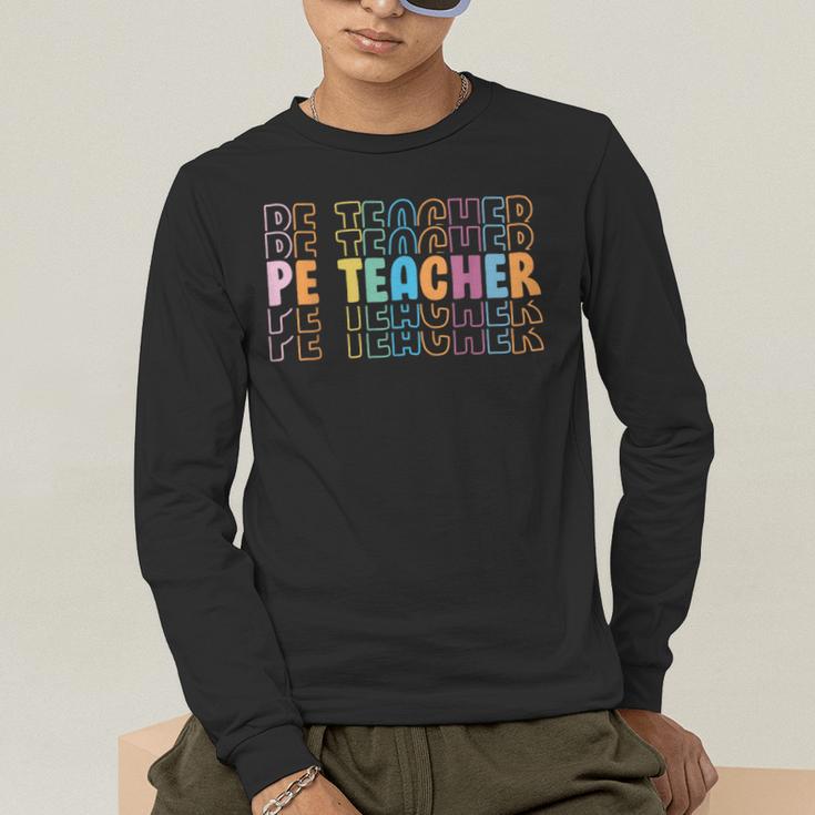 PE Teacher Vintage Retro Groovy Physical Education Teacher Men's Long Sleeve T-Shirt, funny gift