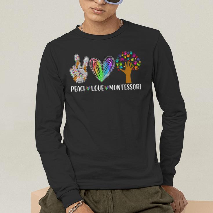 Peace Love Montessori Daycare Teacher Appreciation Men's Long Sleeve T-Shirt, funny gift Peace Love Montessori Daycare Teacher Appreciation Men's Long Sleeve T-Shirt, funny gift