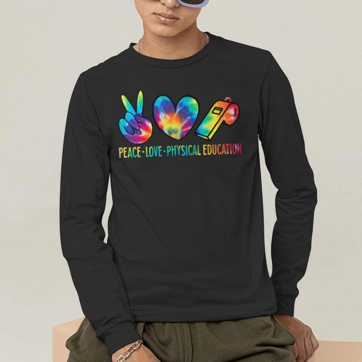 Peace Love Physical Education Tie Dye Sports PE Teacher Men's Long Sleeve T-Shirt, funny gift